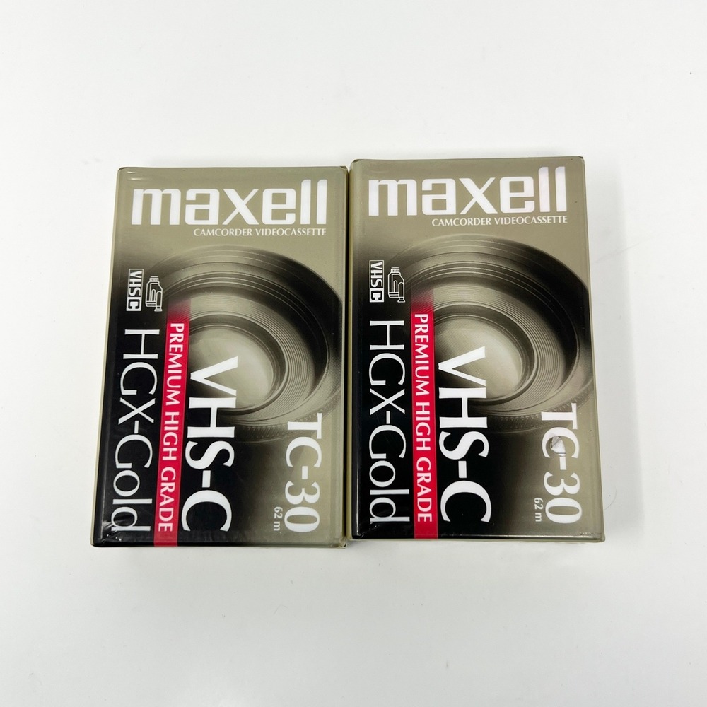 2‎ Pack Maxell VHS-C TC-30 HGX-Gold Premium High Grade Camcorder Videocassettes